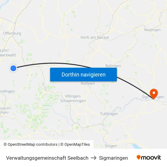 Verwaltungsgemeinschaft Seelbach to Sigmaringen map