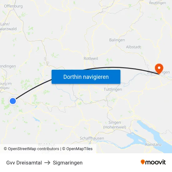 Gvv Dreisamtal to Sigmaringen map