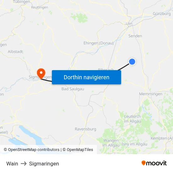 Wain to Sigmaringen map
