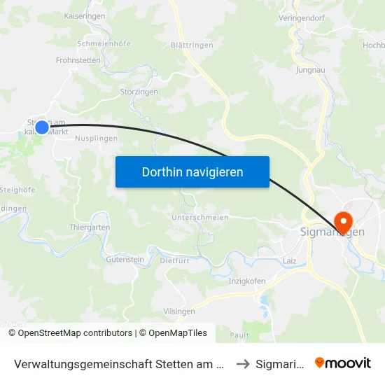 Verwaltungsgemeinschaft Stetten am Kalten Markt to Sigmaringen map