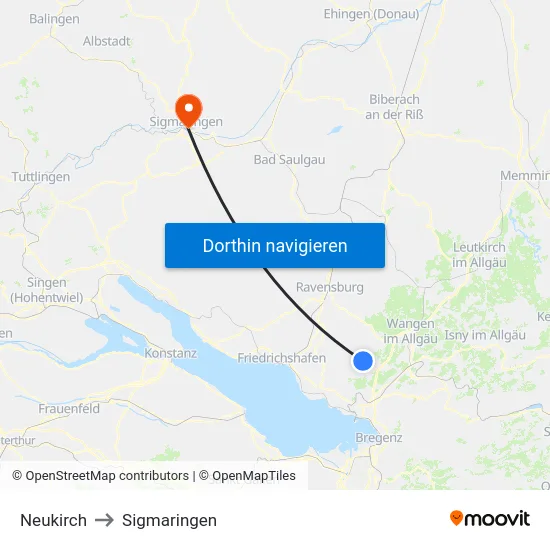 Neukirch to Sigmaringen map