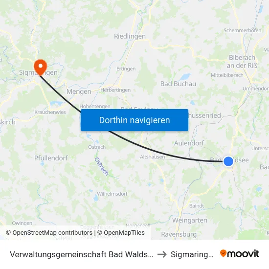 Verwaltungsgemeinschaft Bad Waldsee to Sigmaringen map