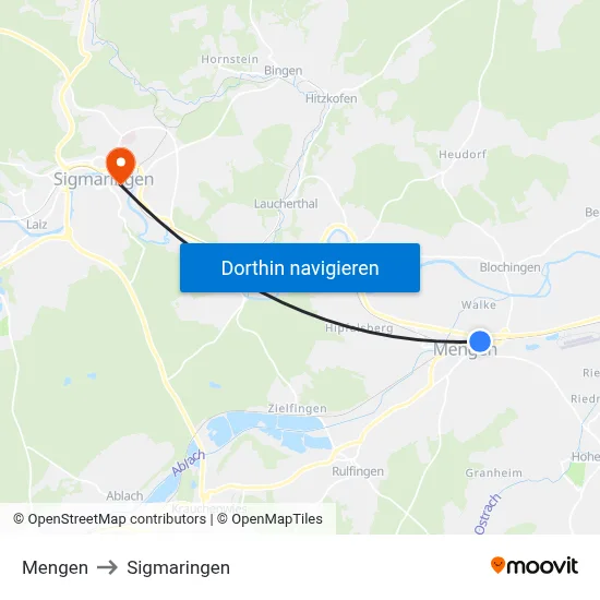 Mengen to Sigmaringen map