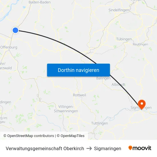 Verwaltungsgemeinschaft Oberkirch to Sigmaringen map