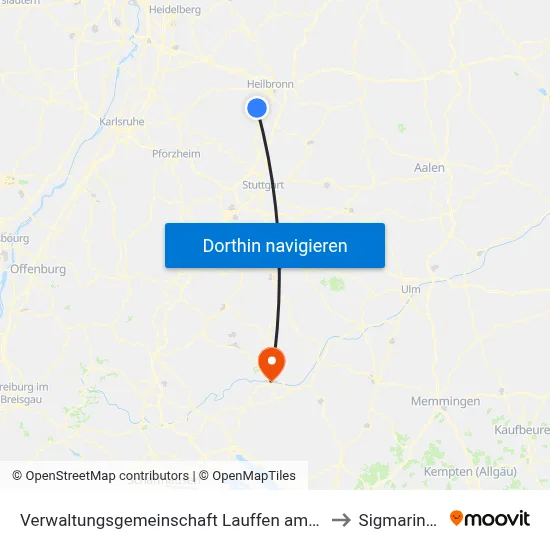 Verwaltungsgemeinschaft Lauffen am Neckar to Sigmaringen map