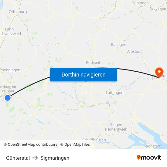 Günterstal to Sigmaringen map