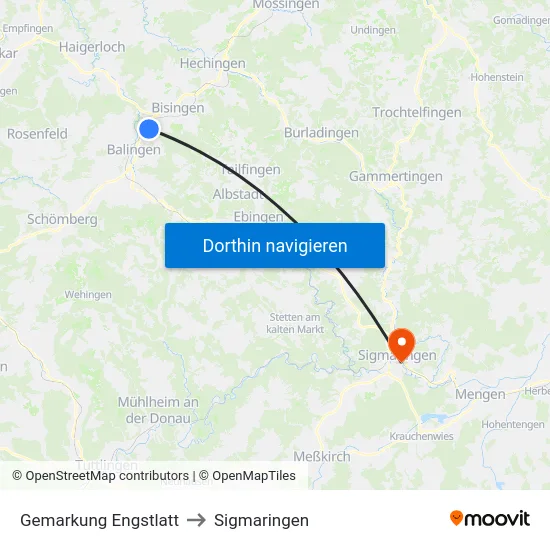 Gemarkung Engstlatt to Sigmaringen map