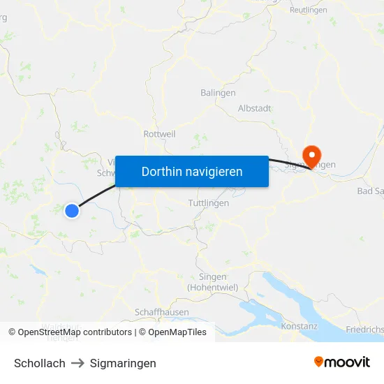Schollach to Sigmaringen map