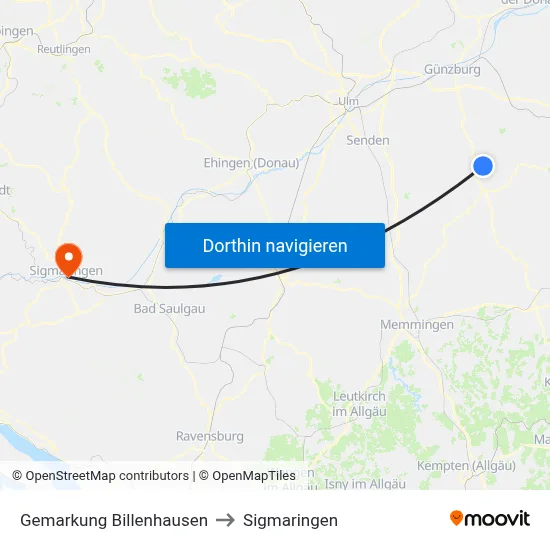 Gemarkung Billenhausen to Sigmaringen map