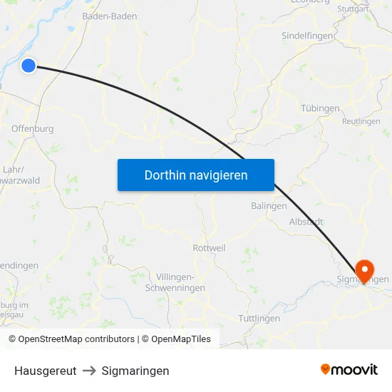 Hausgereut to Sigmaringen map