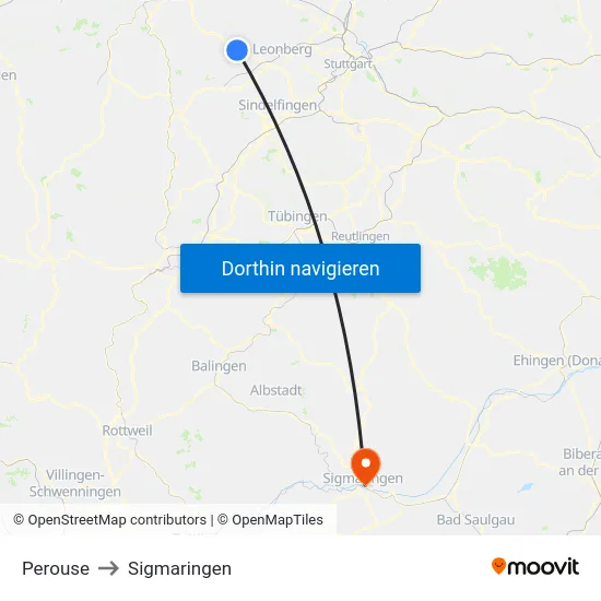 Perouse to Sigmaringen map