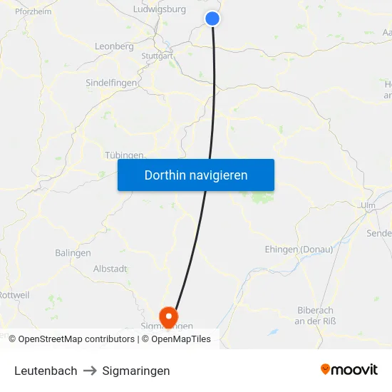 Leutenbach to Sigmaringen map