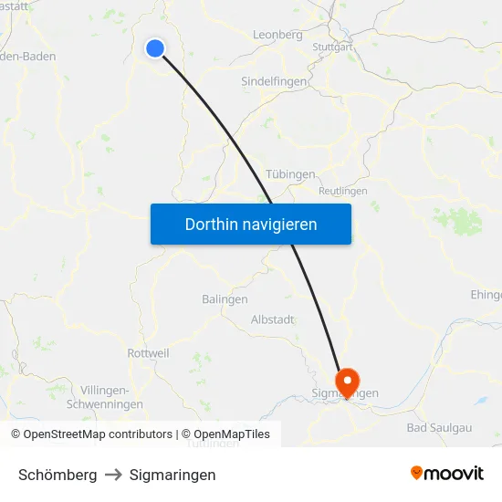 Schömberg to Sigmaringen map