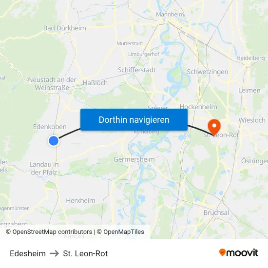 Edesheim to St. Leon-Rot map