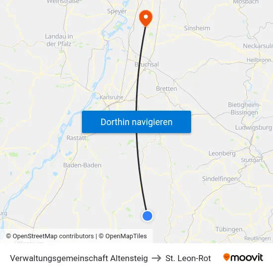 Verwaltungsgemeinschaft Altensteig to St. Leon-Rot map