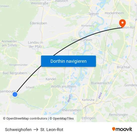 Schweighofen to St. Leon-Rot map