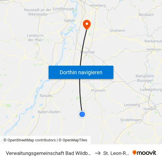 Verwaltungsgemeinschaft Bad Wildbad to St. Leon-Rot map