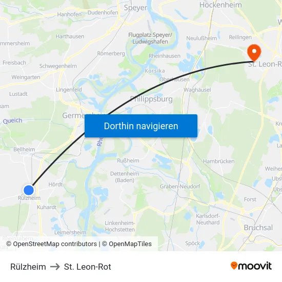 Rülzheim to St. Leon-Rot map