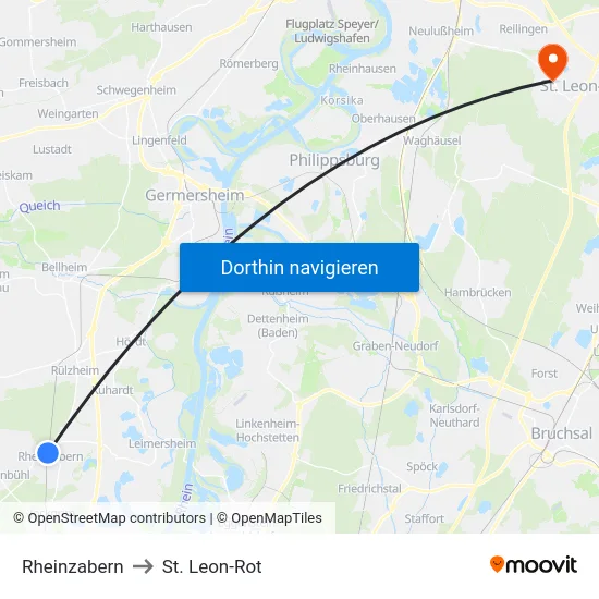 Rheinzabern to St. Leon-Rot map