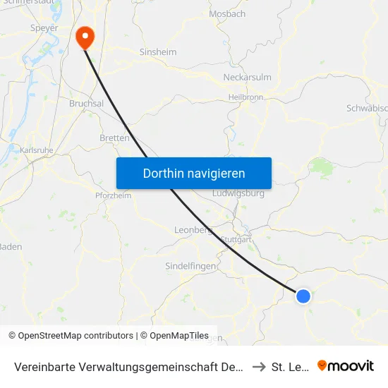 Vereinbarte Verwaltungsgemeinschaft Der Stadt Kirchheim Unter Teck to St. Leon-Rot map