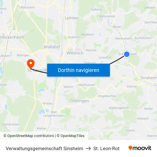 Verwaltungsgemeinschaft Sinsheim to St. Leon-Rot map