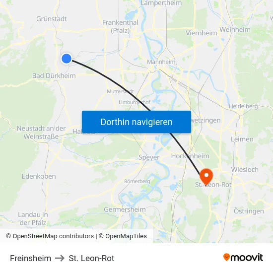 Freinsheim to St. Leon-Rot map