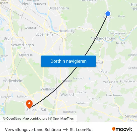 Verwaltungsverband Schönau to St. Leon-Rot map