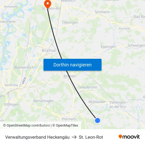 Verwaltungsverband Heckengäu to St. Leon-Rot map