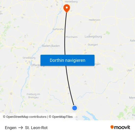 Engen to St. Leon-Rot map