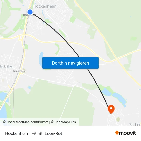 Hockenheim to St. Leon-Rot map