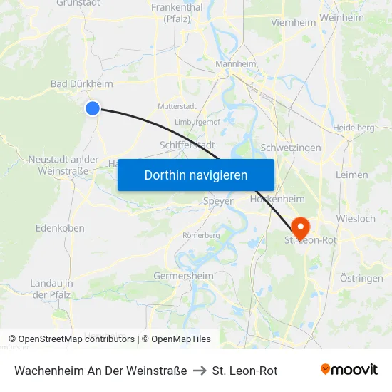 Wachenheim An Der Weinstraße to St. Leon-Rot map