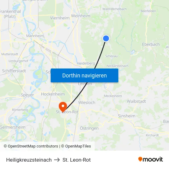Heiligkreuzsteinach to St. Leon-Rot map