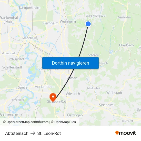 Abtsteinach to St. Leon-Rot map