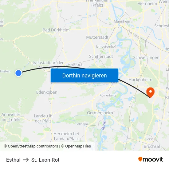 Esthal to St. Leon-Rot map