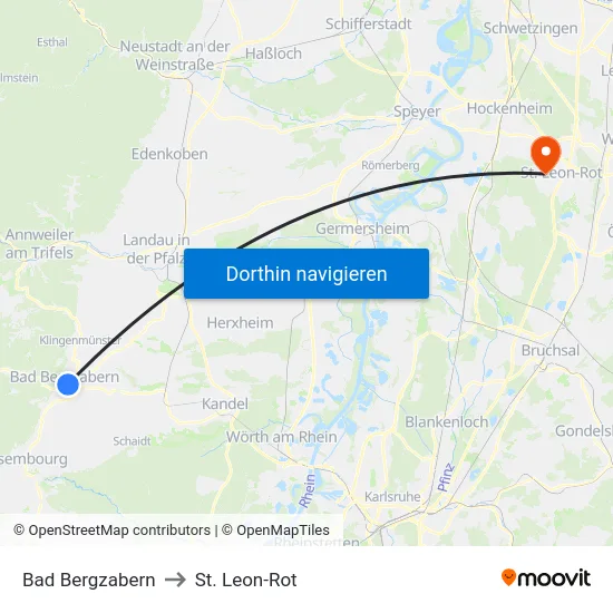 Bad Bergzabern to St. Leon-Rot map