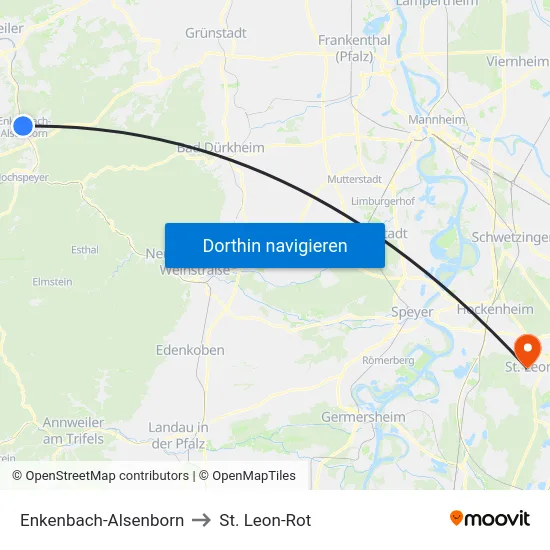 Enkenbach-Alsenborn to St. Leon-Rot map