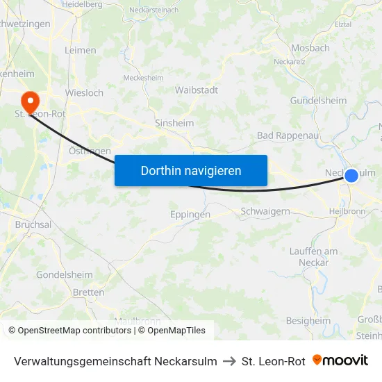 Verwaltungsgemeinschaft Neckarsulm to St. Leon-Rot map