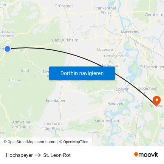 Hochspeyer to St. Leon-Rot map