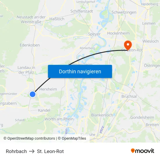 Rohrbach to St. Leon-Rot map