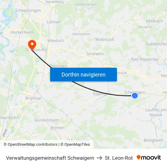 Verwaltungsgemeinschaft Schwaigern to St. Leon-Rot map