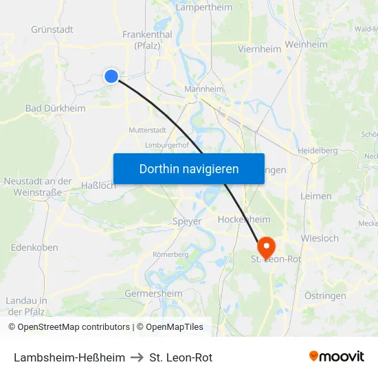 Lambsheim-Heßheim to St. Leon-Rot map