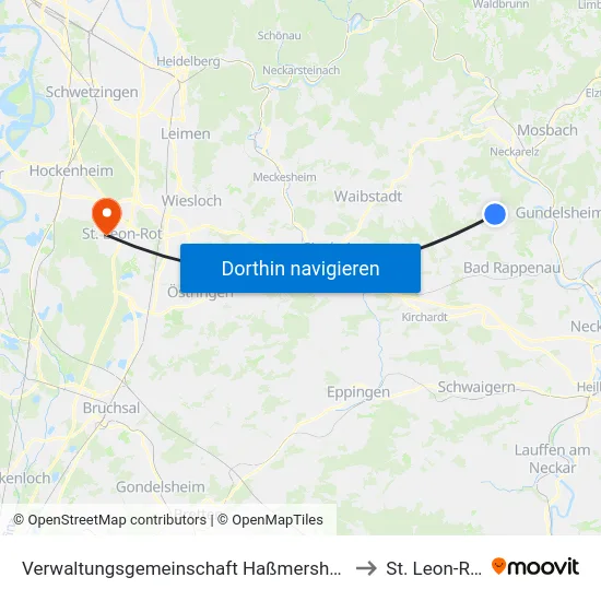 Verwaltungsgemeinschaft Haßmersheim to St. Leon-Rot map