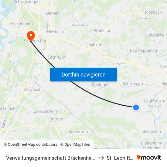 Verwaltungsgemeinschaft Brackenheim to St. Leon-Rot map