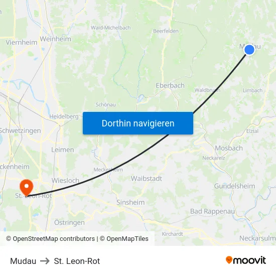 Mudau to St. Leon-Rot map