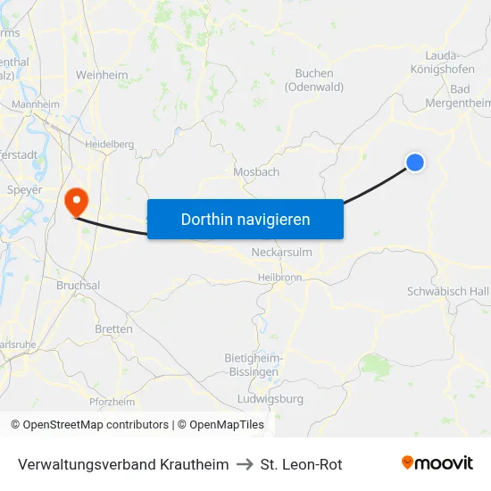 Verwaltungsverband Krautheim to St. Leon-Rot map