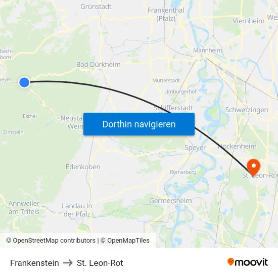 Frankenstein to St. Leon-Rot map