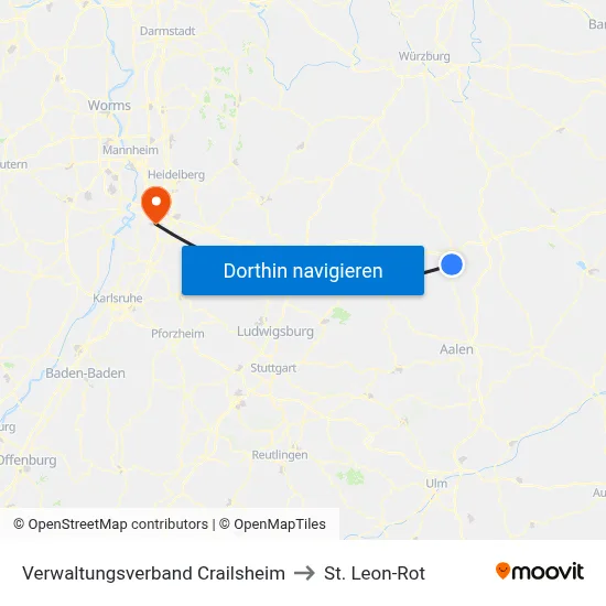 Verwaltungsverband Crailsheim to St. Leon-Rot map