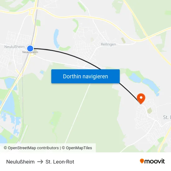 Neulußheim to St. Leon-Rot map