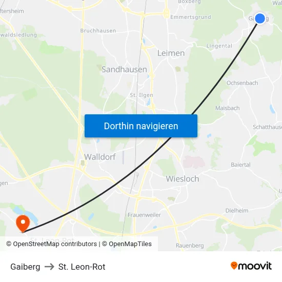 Gaiberg to St. Leon-Rot map