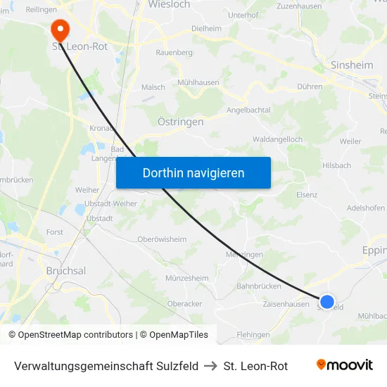 Verwaltungsgemeinschaft Sulzfeld to St. Leon-Rot map